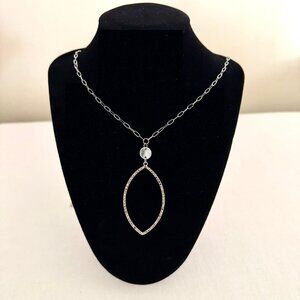 Maurices Silver Tone Long Necklace 32in Marquise Crystal Pendant Nickel Free